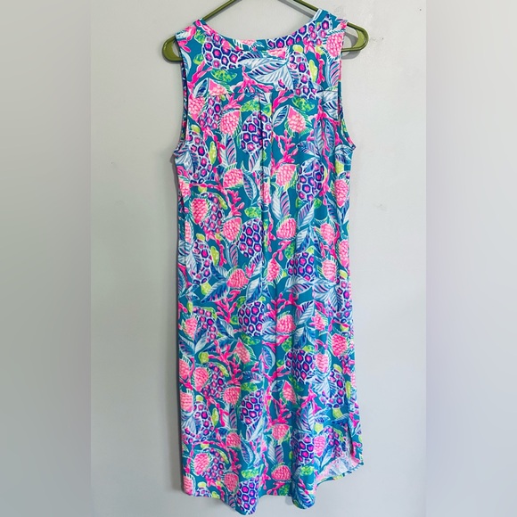 Lilly Pulitzer Pima Cotton Shift Dress M Pineapple Print Resortwear Beach Vacay - Picture 3 of 6